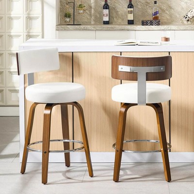 Bekrvio 26'' Counter Height Swivel Bar Stools, Faux Leather Upholstered