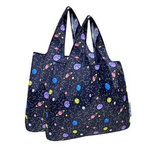 Wrapables Medium Foldable Tote Nylon Reusable Grocery Bags, Set of 2 - 1 of 4
