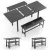 MOEPISY 3 Piece Dining Table Set for 4-6 with 2 Benches Walnut 47 inch x 27.5 inch x 29.5 inch - 3 of 4