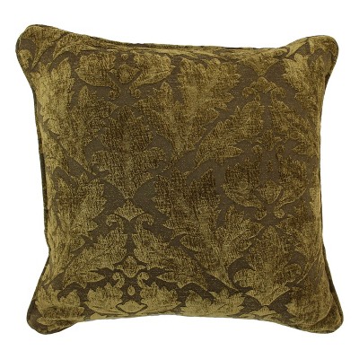 18'' Brown and Gold Jacquard Chenille Throw Pillow
