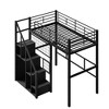 TIRAMISUBEST Twin Size Metal Bed Frame with Storage Staircase and Small Open Wardrobe, Kids Loft Bed with Metal Mesh Board - 4 of 4