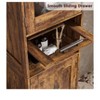 Versatile freestanding tall cabinet with glass doors, perfect for living room and kitchen storage and style - 2 of 4