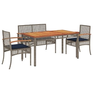 vidaXL Patio Dining Set Set of 4 Grey PE rattan Medium - 1 of 4