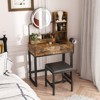 FONTOI Makeup Vanity with 2 Big Drawers&Metal Legs, Dressing Table with Chair for Bedroom, Brown, 15.75"*52.36"*31.5" - 2 of 4