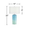 360 Lighting Nimbus Modern Accent Table Lamp 22" High Blue Art Glass with LED Nightlight White Drum Shade for Bedroom Living Room Bedside Office Kids - 4 of 4