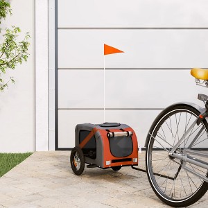 vidaXL Pet Bike Trailer Orange and Gray Oxford Fabric and Iron - 1 of 4