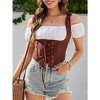 Acekool Women's Vintage Corset Top – Fitted Boat Neck Camisole, Irregular Waistcoat, Sleeveless Retro Suspender - 2 of 4