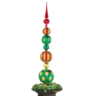 Collections Etc Elegant Christmas Ornaments Porch Planter Finial Stake ...