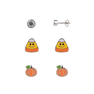 Boo, Candy Corn & Spider Halloween Earring Set, 6pc