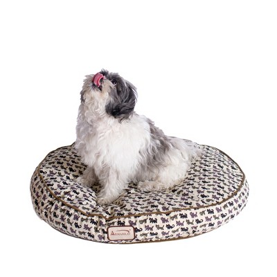 Round Multicolor Canvas Pet Bed with Poly Fill