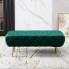 Roundhill Furniture Sira Velvet Button Tufted Bench with Gold Metal Legs, Green - 2 of 4