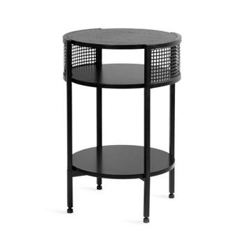 Kate and Laurel Urso Round Side Table Wood and Metal, 16x15x25, Black