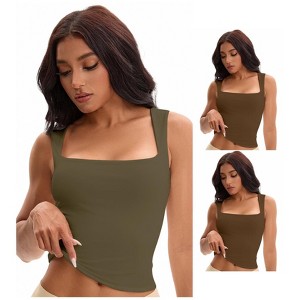 INSPIRE CHIC Women's 3 Pcs Square Neck Plain Back Sleeveless Tank Tops Basic Fitted Camisoles - 1 of 4