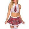 Avidlove Women School Girl Lingerie Costume Lingerie Set Sexy Student Costumes Halter Top and Mini Skirt Black XL - 2 of 4