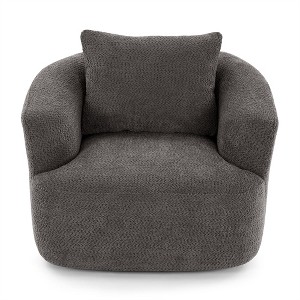 OUTSUPPLY Gray Swivel Barrel Accent Chair with Pillow, Single Sofa Chair with Rounded Armrests for Living Room, Bedroom, Office & Hotel - 1 of 4