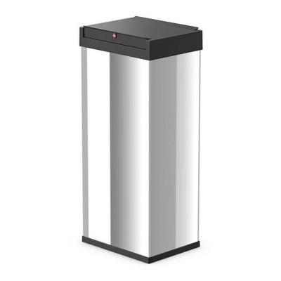 Hailo 52 Liter 13.7 Gallon Steel Trash Can with Bin Liner Clamping Frame and Self Closing Lid for Kitchen Waste Bins, Big-Box Swing XL, Silver