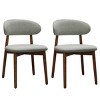 Set of 2 Upholstery Dining Chairs, Walnut Armless Wooden Dining Room Chairs with Flannel Fabric, Comfortable Kitchen Chairs - Koiai - 3 of 4