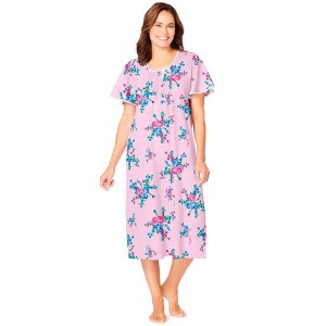 Only Necessities Plus Size Short Pintuck Knit Gown - 1 of 4