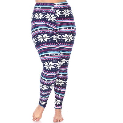 Women's Plus Size Printed Leggings - One Size Fits Most Plus - White Mark