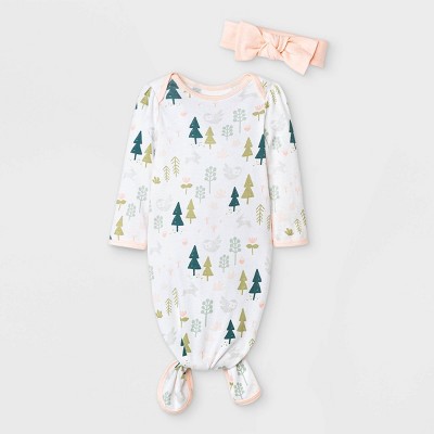 Image of Baby Girls' Earth & Sky NightGown with Headwrap - Cloud Island™ Light Pink Newborn