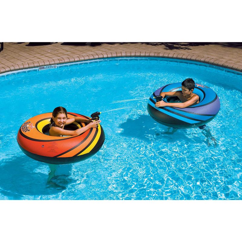Swimline Set of 2 Water Sports Inflatable Power Blaster Swimming Pool Inner Tube Squirters 40" - Blue/Orange, 3 of 4