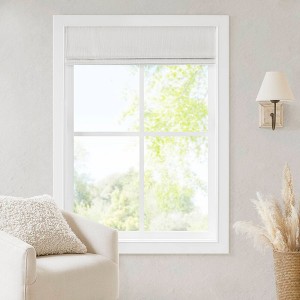 Dsvimoy Curtain Panel Total Blackout Cordless Roman Shade for Modern Home Comfort, White, 4.96"*9.25"*8.07" - 1 of 4