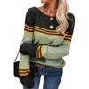 Imily Bela Women's Spring and Autumn Fashion Sweater, Color-Block Lightweight Striped Round Neck Trendy Pullover for Winter - 4 of 4