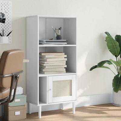 vidaXL Bookcase SENJA Rattan Look White 23.6 in.x13.8 in.x51.2 in. Solid Wood Pine