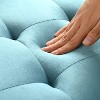 VYNXARIA Square velvet upholstered Ottoman with storage space, hidden support hinges with easy to open top, rivets trim around (Light Blue) - 4 of 4