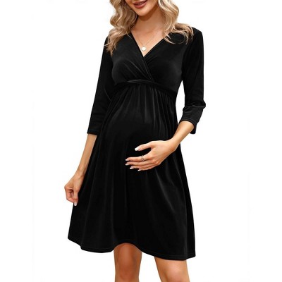 LXT-Women's Nursing 3/4 Sleeve A Line Party Midi Dress