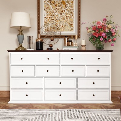 Image of FUFU&GAGA White Contemporary Multi-Drawer Dresser for Stylish Storage Chest White