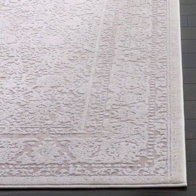 Beige Cream Floral Synthetic Square Area Rug 3'x3'