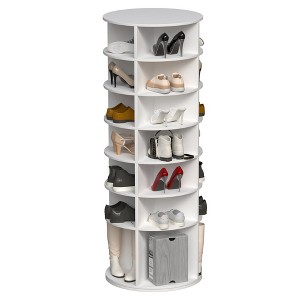 TIRAMISUBEST 7-Tier Spinning Rotating Shoe Rack Tower, FreeStanding Shoe Organizer, High Bottom Shoe Tower Storage, Fits 28 of Shoes - 1 of 4