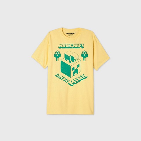 Men S Minecraft Time To Mine Short Sleeve Graphic T Shirt Yellow L Target - outline shirt roblox blue yellow