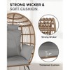 Oversize Wicker Egg Chair with Ottoman - Egg Shaped Lounge with Thick Cushion, Comfy Egg Rattan Seat, Indoor Outdoor Use, for Patio Porch Backyard - 4 of 4