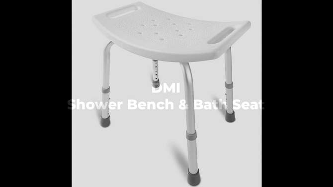 DMI Adjustable Heavy Duty Non-Slip Alum Body Bath and Shower Bench Seat - HealthSmart, 2 of 7, play video