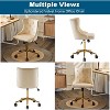 VINGLI Olive Green Velvet Armless Office Desk Chair with Gold Base/Wheels, Small Cute Vanity Chair with Back,Adjustable Rolling Nail Chair - 3 of 4