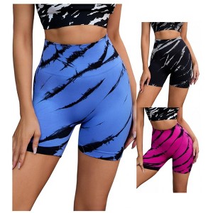 INSPIRE CHIC 3 Packs Women's Tie Dye High Waist Workout Running Fitness Thigh Slimmers Shapewear Shorts - 1 of 4