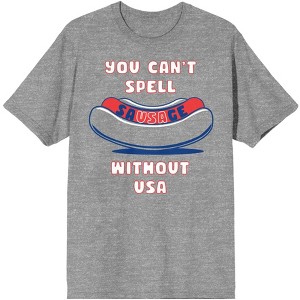 Americana You Can't Spell Sausage Without USA Men's Gray Heather T-Shirt - 1 of 3