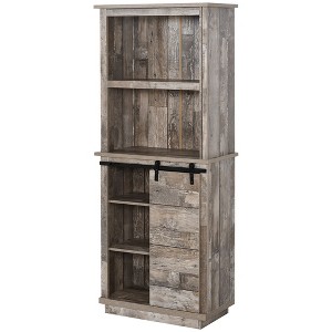 Okak Floor Sideboard Cabinet 48.5" Kitchen Pantry Farmhousewith 2 Adjustable Shelves and 4 Beadboard Doors - 1 of 4