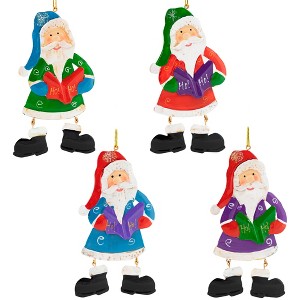 Northlight Glittered Ho Ho Caroling Santa Metal Christmas Ornaments - 5.5" - Set of 4 - 1 of 4
