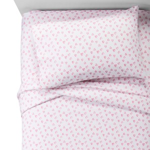 Hearts Light Pink 100% Cotton Sheet Set (Full) - Pillowfort