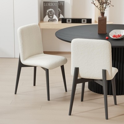 Wooakway 2 Black Dining Chairs Wood Legs Slanted Back Wide Seat 23" x 32" for Living Dining Room
