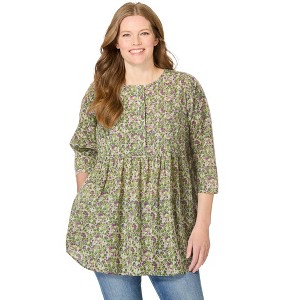 Woman Within Plus Size Empire Seam Dolman Blouse - 1 of 2