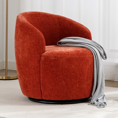 Swivel Accent Chair, Swivel Barrel Chair With Wood Frame, Round Rotating Base, Ergonomic Backrest, 360 ° Rotating Upholstered Living Room Chair