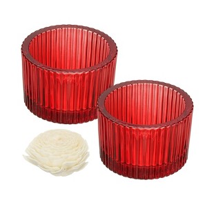 Unique Bargains Centerpiece Decor Round Ribbed Votive Glass Tea Light Holders - 1 of 4