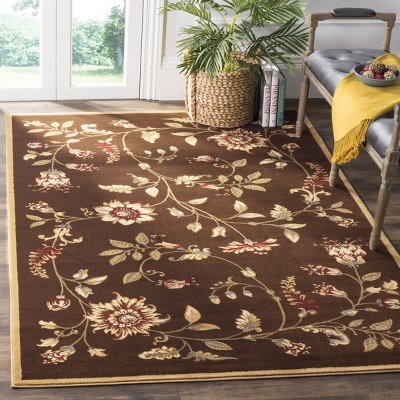 Lyndhurst Brown and Multicolor Floral Synthetic Area Rug