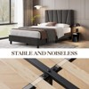 Twin Platform Bed Frame with Linen Upholstered Headboard - Wooden Slats, Noise Free, Metal Support, No Box Spring Needed, Easy Assembly, Dark Grey - 3 of 4