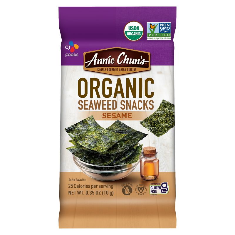 Annie Chun&#39;s Organic Seaweed Snacks Sesame - 0.35oz, 1 of 7