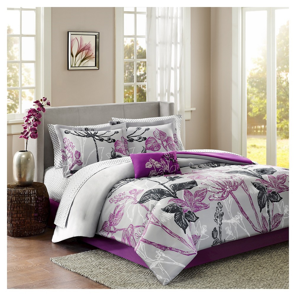 UPC 675716510725 product image for Kendall 9 Piece Comforter Set - Purple (California King) | upcitemdb.com